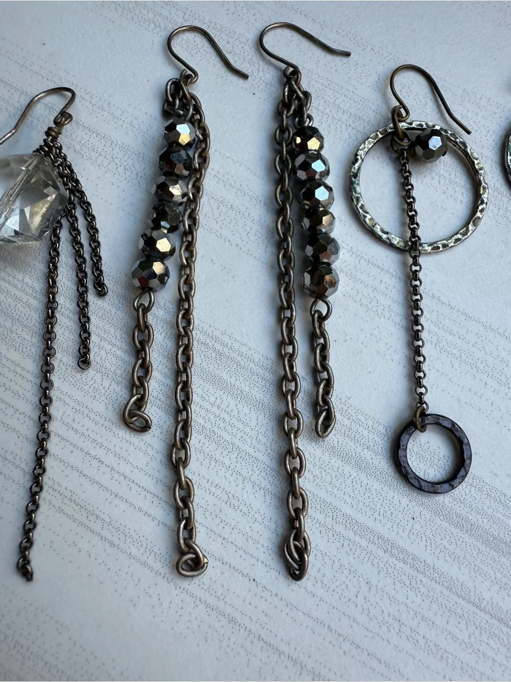3️⃣Pairs of Artisan Handcrafted Earrings Metal Tones Faceted Glass Beads 3”+Long - Picture 10 of 15